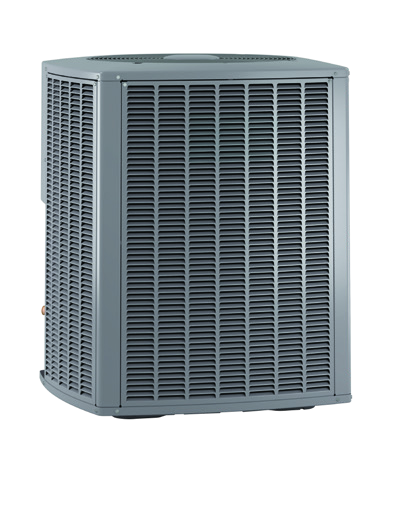 AirEase outdoor air conditioner with a top fan and louvered sides.