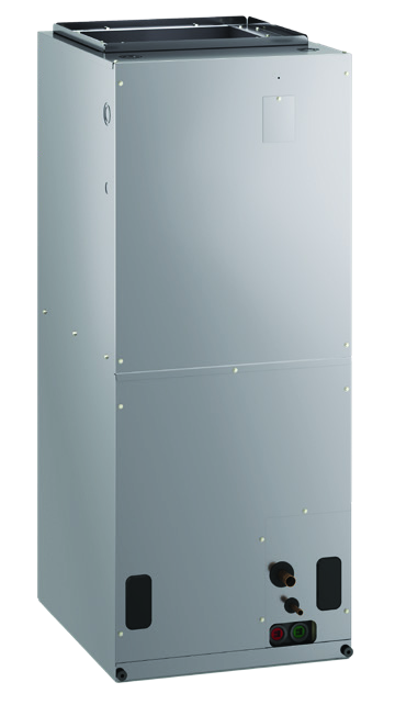 AirEase indoor air-handler cabinet with an upper coil compartment and lower blower compartment.
